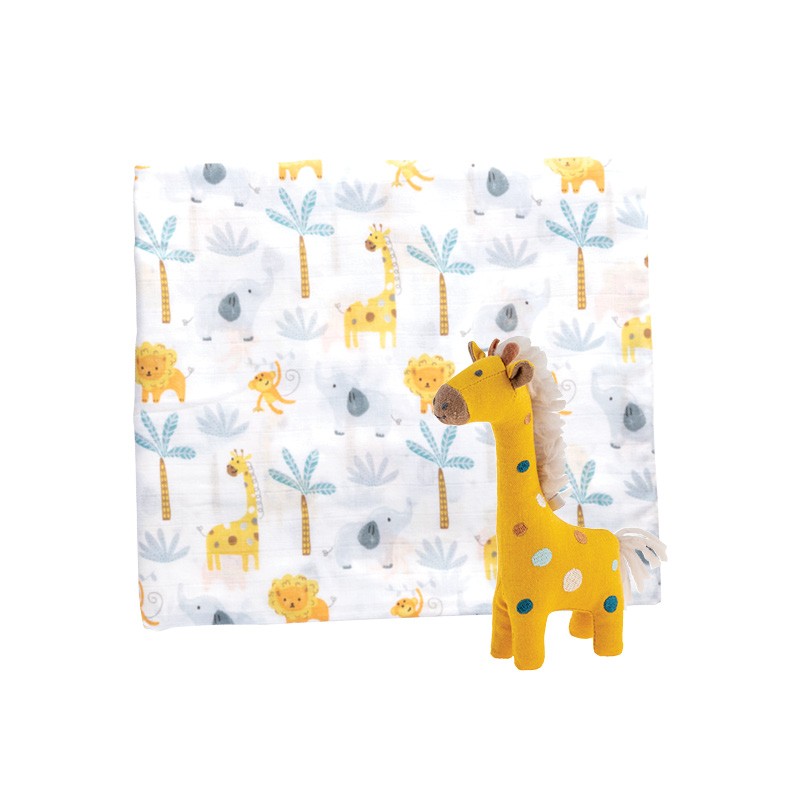 Darilni set muslin odejica & igračka ZOO