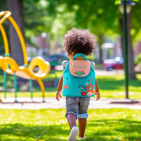 Prešiti nahrbtnik ROŽICA (turkiz)