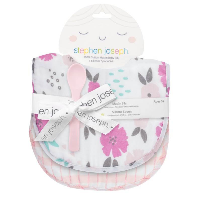 Set muslin slinčkov in žličke ROŽICA