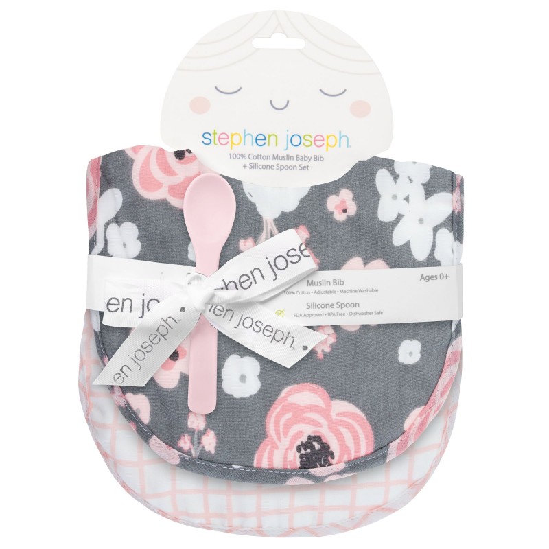 Set muslin slinčkov in žličke ROŽICA